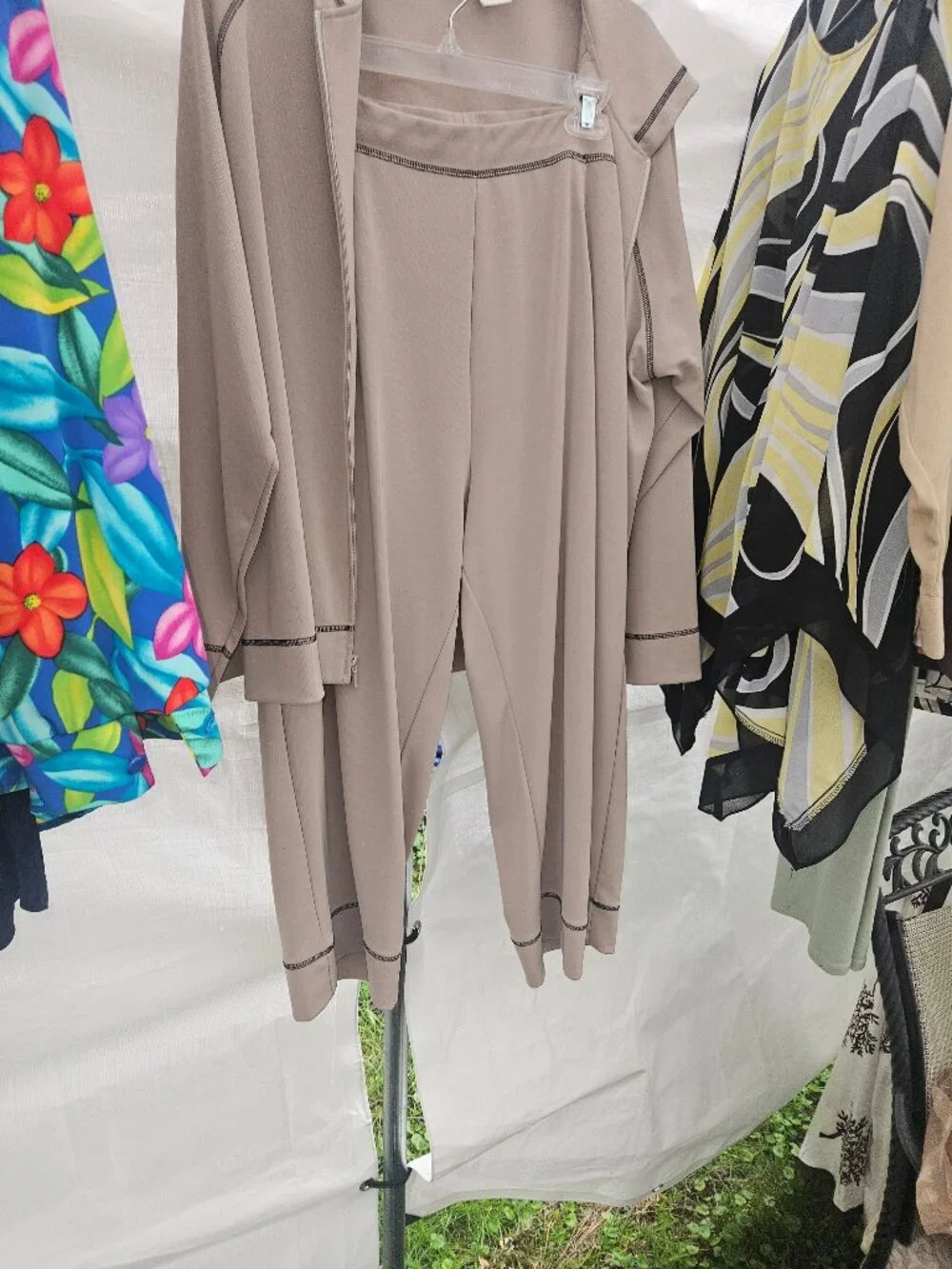 Women's Taupe 2 Piece Set with Jacket and Pants